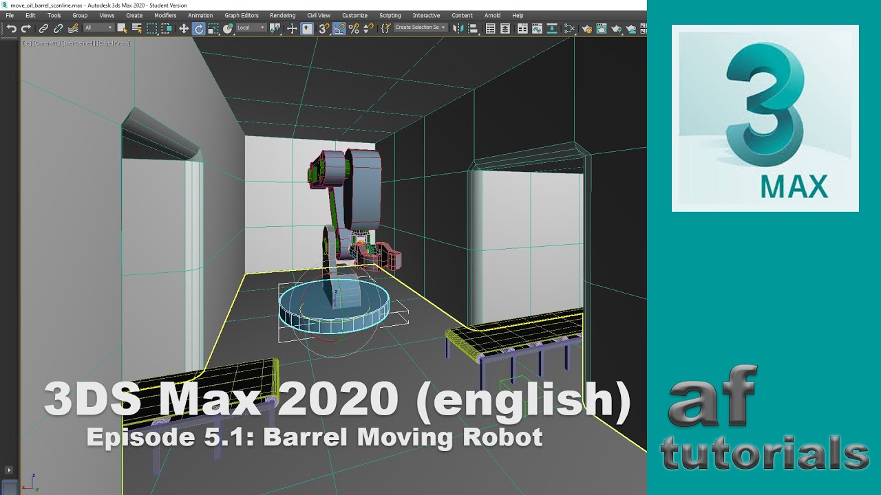 Animation in 3DS Max (english) - Episode 5.1 - Barrel Moving Robot