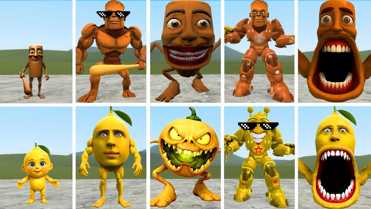 HOT: ALL THE NEW EVOLUTIONARY FORMS OF KING TUNGTUNG SAHUR VS KING MONMON LEMON IN GMOD!