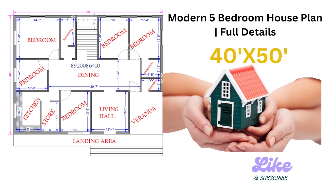 5 बेडरूम का शानदार घर का नक्शा  Modern 5BHK House Design  Full Floor Plan ! 8920086410