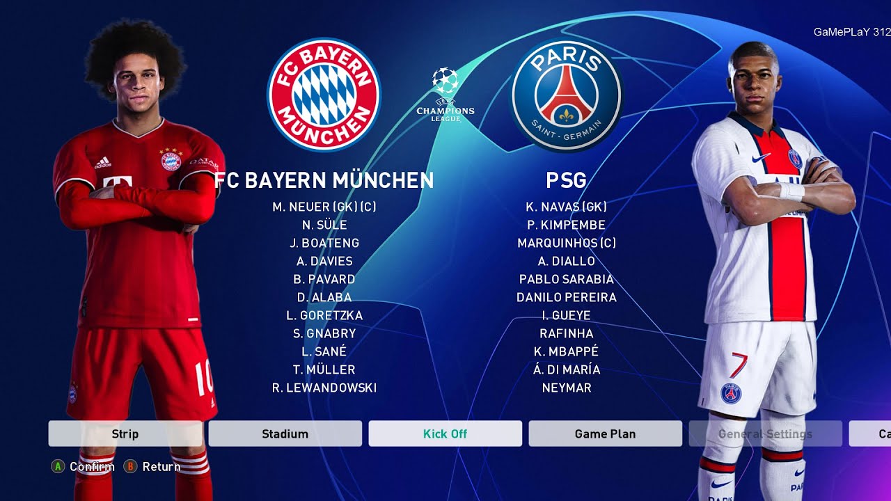 PES 2021 - Bayern Munich vs PSG - UEFA Champions League UCL Gameplay - Mbappe, Neymar vs Lewandowski