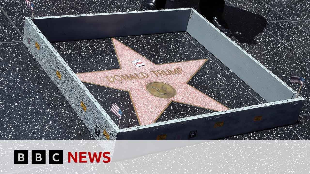 Calls for Donald Trump's Hollywood Walk of Fame star to be removed - BBC News