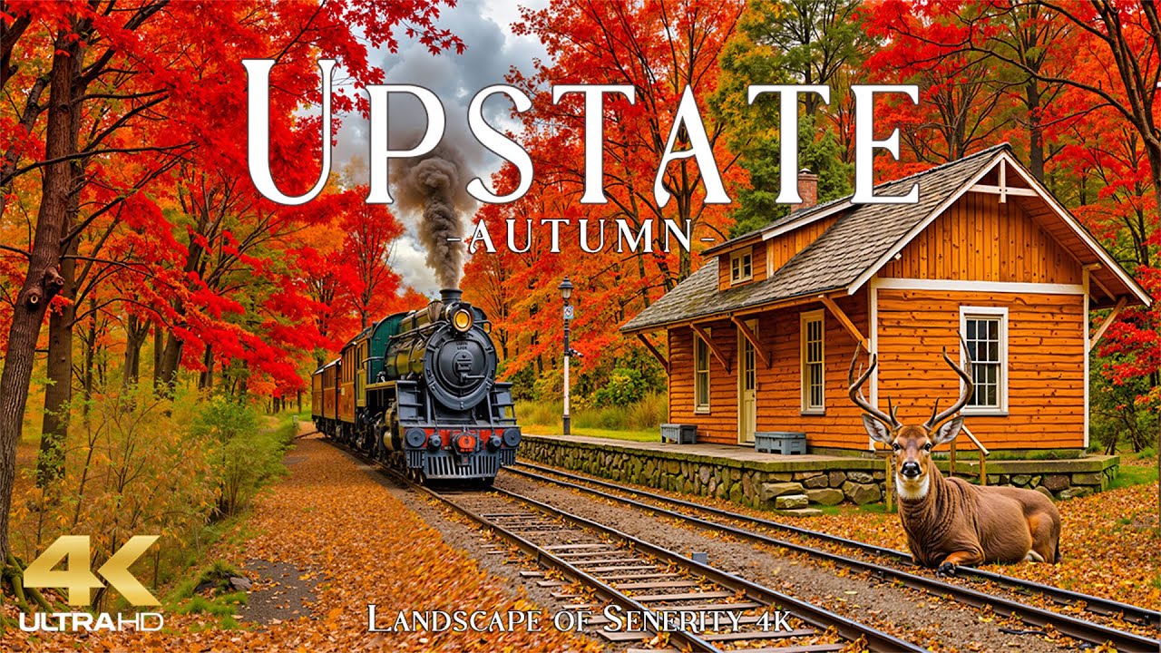 Autumn in Upstate New York 4K UHD 🍁 Crimson Maples, Mirror-like Lakes & Storybook Villages of Autumn