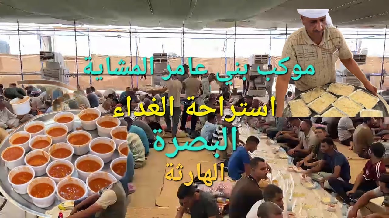 موكب بني عامر المشاية ٢٠٢٣ استراحة وجبة الغداء البصرة الهارثة #أحمد_مهدي