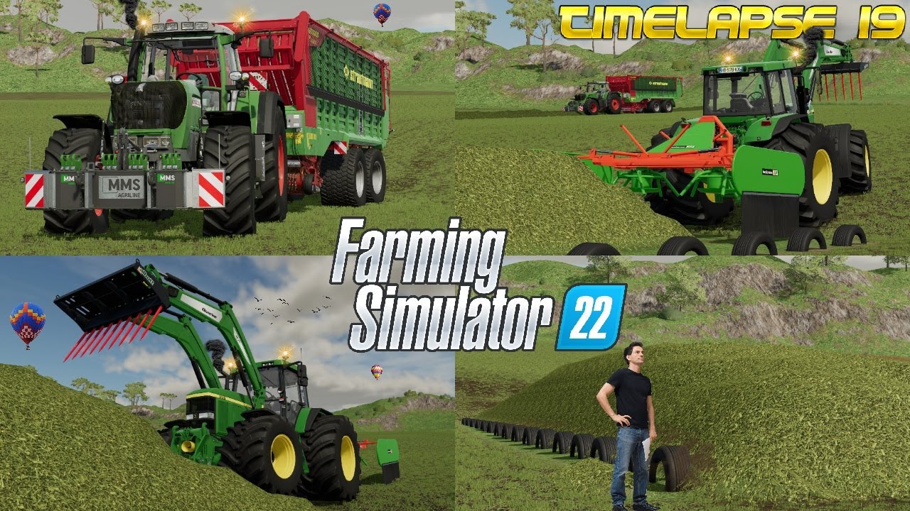 Huge SILAGE PILE? 😱 FIELD GRASS HARVEST & STORAGE in FIELD SILO! 💪🚜💨 | [FS22] - Timelapse #19