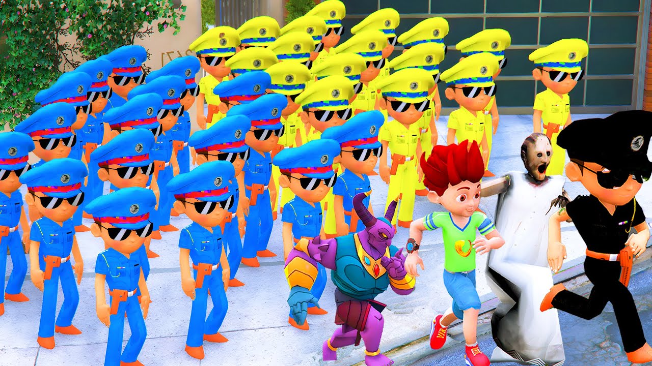 🤯😡1000 Yellow Little Singham 1000 Red Little Singham Faced Granny Kicko Shinchan in GTA 5