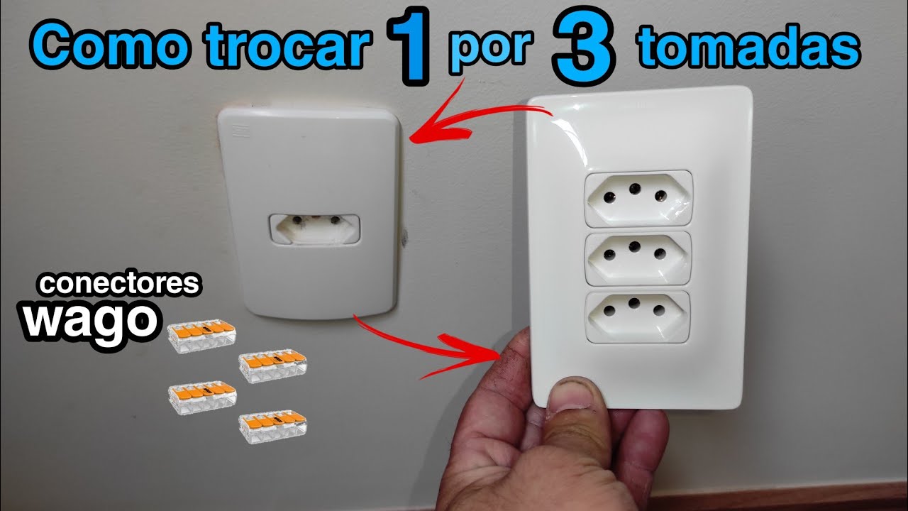 Como trocar tomada por tomada tripla usando conectores wago para fazer as emendas dos fios