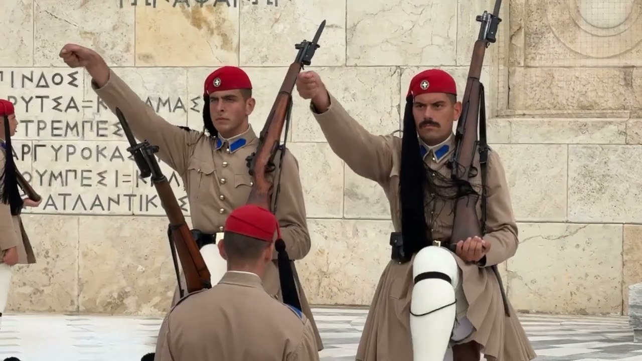 Changing of the guards in Athens. Syntagma square. Enhanced audio
