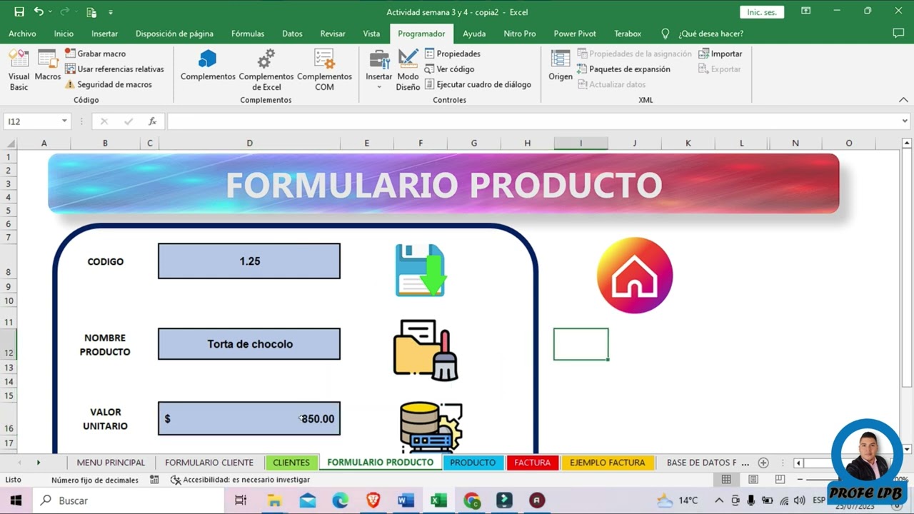 Crear Botones, Guardar, Limpiar y Salir, Creación de macros