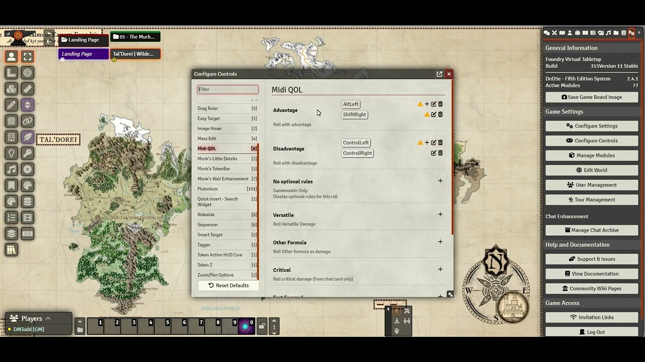 Foundry VTT | Midi QOL | Setting the Key Binding for Advantage