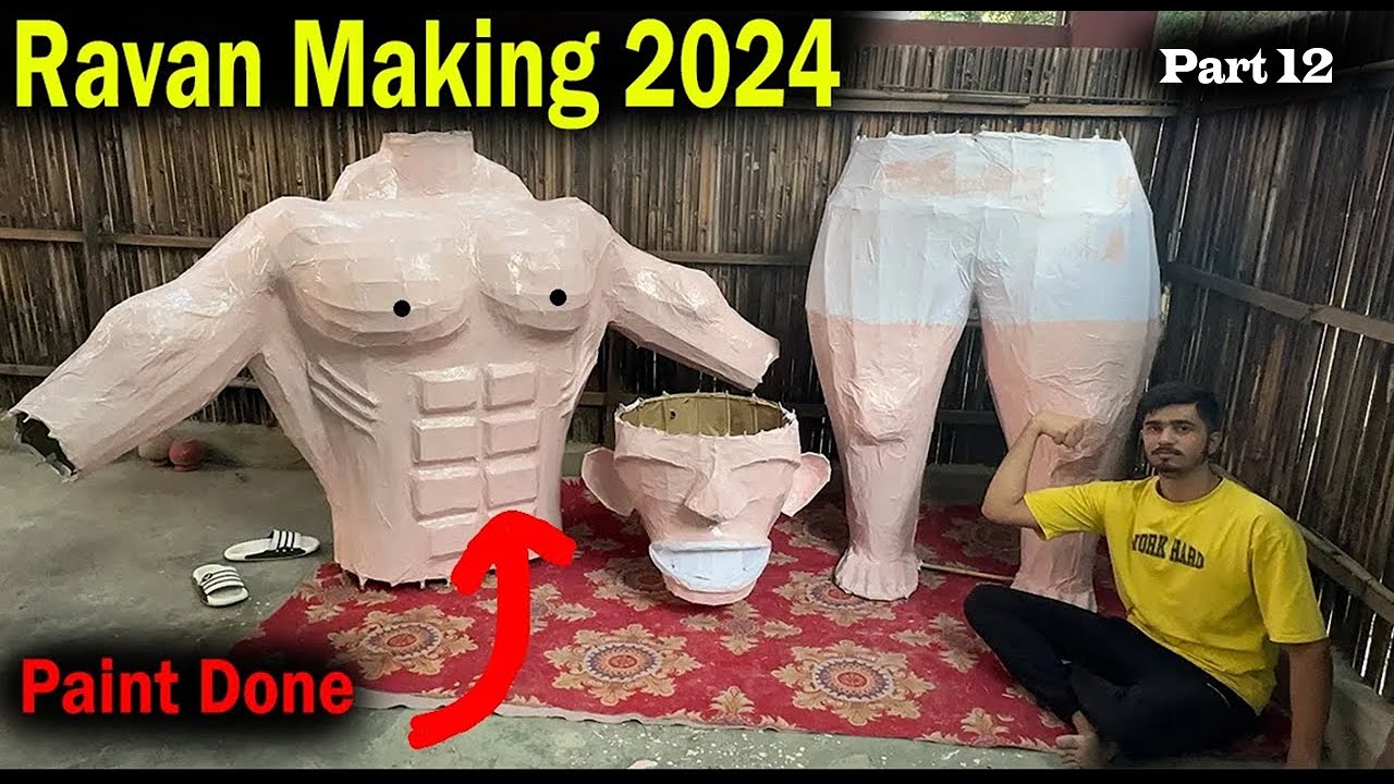 Skin Colour Paint Done On Ravan | Part 12 | Ravan Making 2024 | Kunal Prajapati
