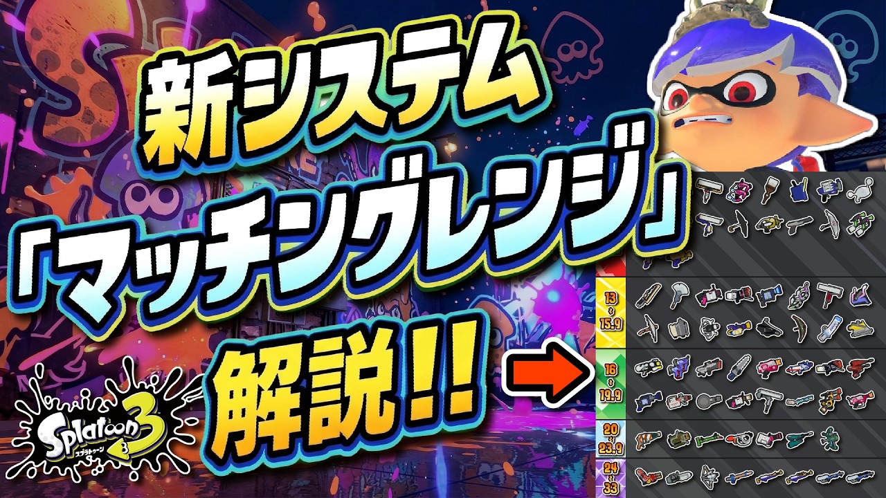 【どうしてこうなった？】ブキグループの代わりに実装された新システム「マッチングレンジ」解説＆ティア表作成!!! 【#スプラトゥーン3】【#Splatoon3】