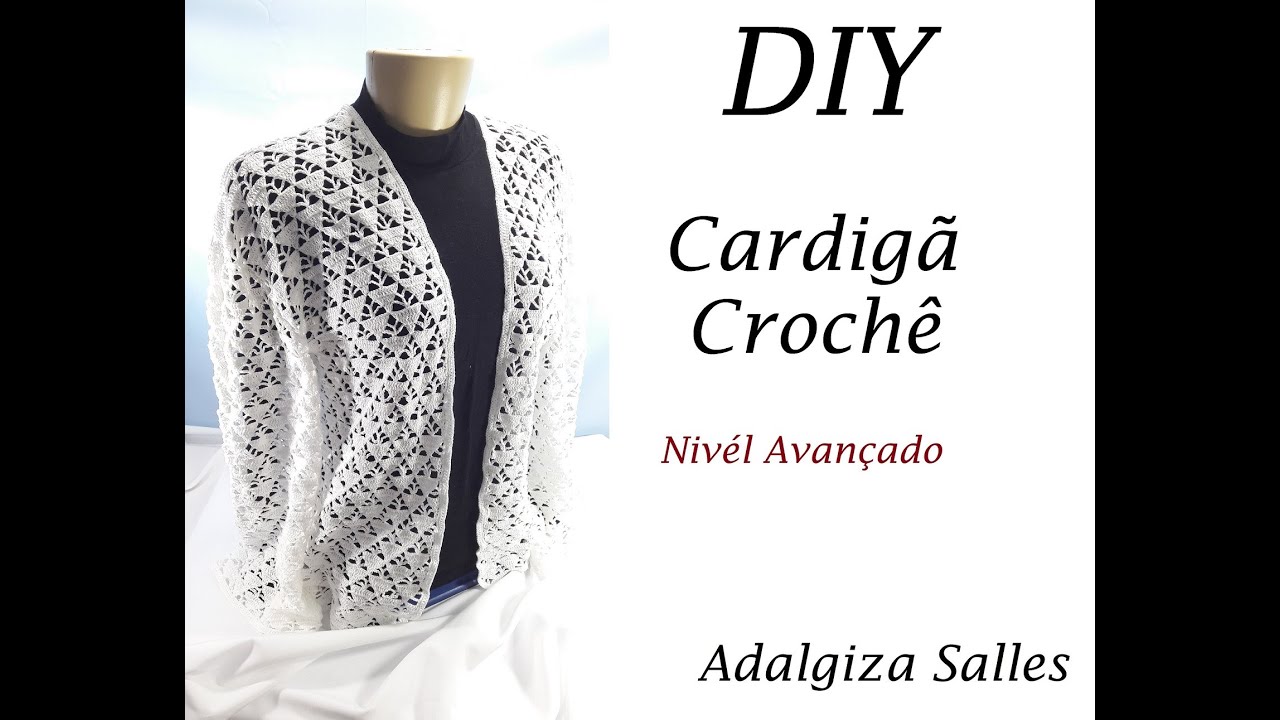 💎Como fazer blusa Cardigan em crochê passo a passo completo com manga flare  aula grátis