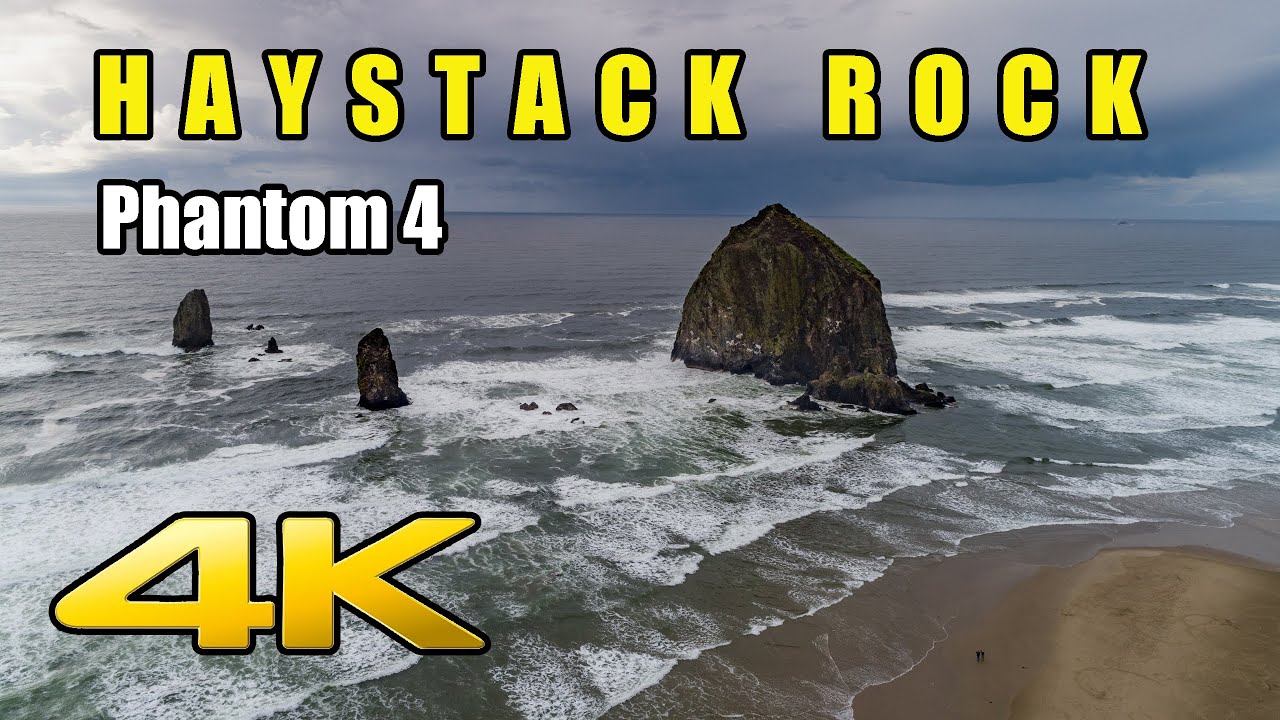 HAYSTACK ROCK 4K Aerial Drone video - Iconic Image of the Pacific Northwest Coast, Cannon Beach, OR