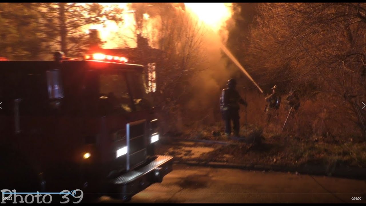 Highland Park Fire Fully Involved House Fire with Police
