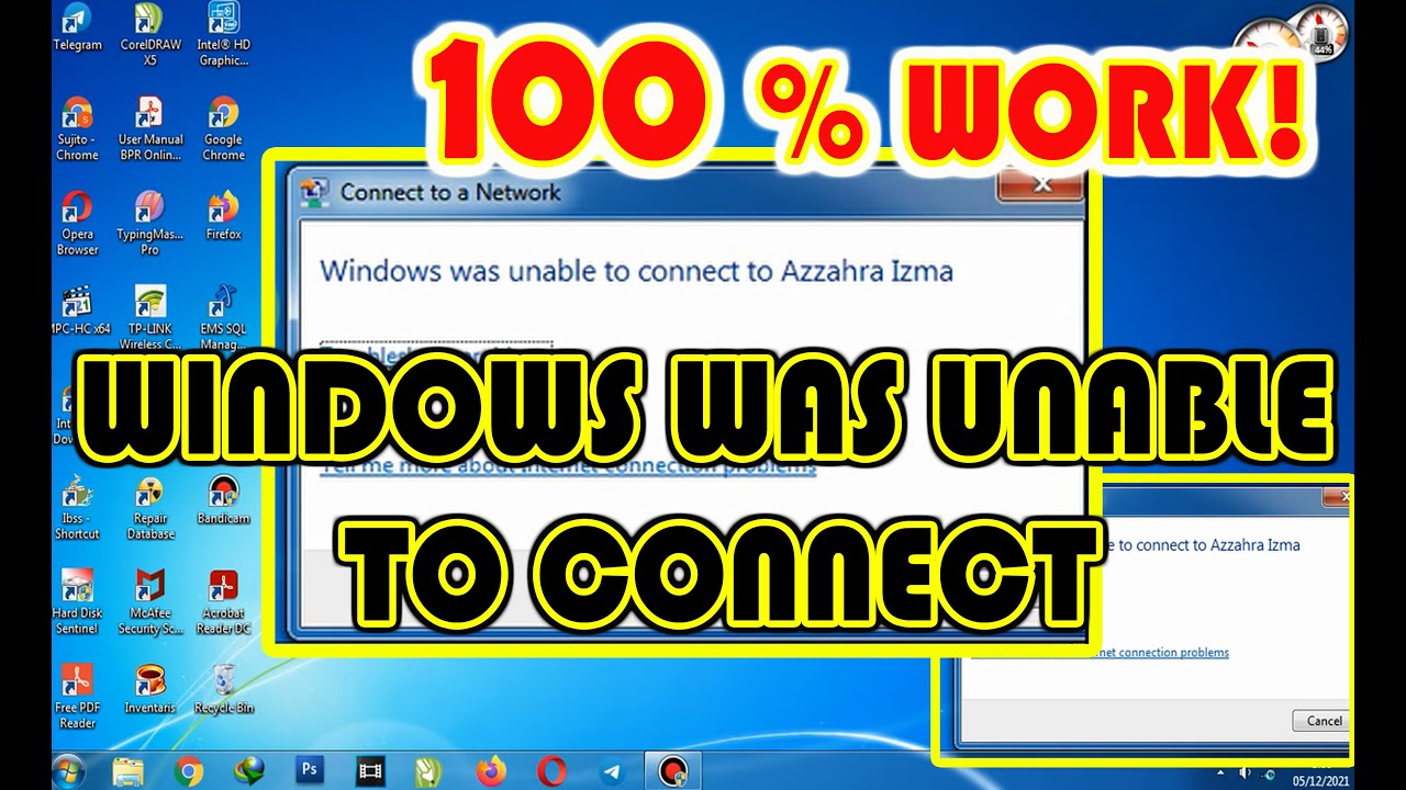 Windows was unable to connect to wifi windows 7 laptop and dekstop