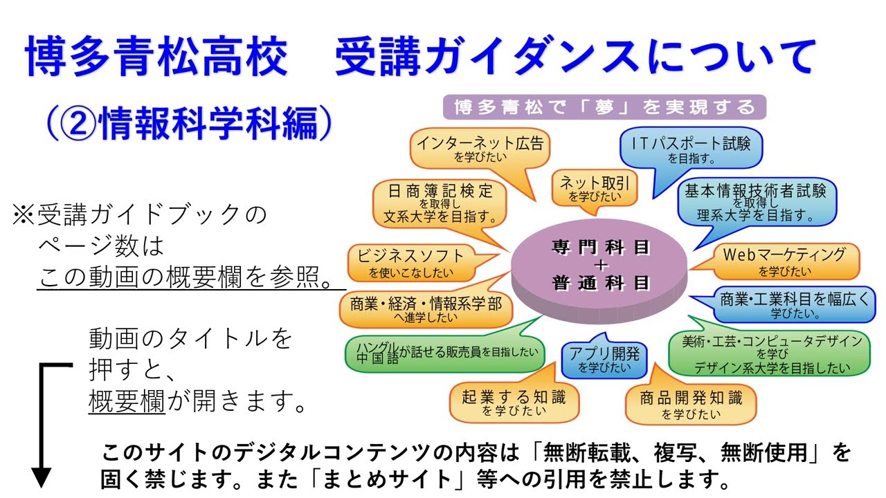 ②情報科学科編（博多青松　新入生受講ガイダンス　説明動画）
