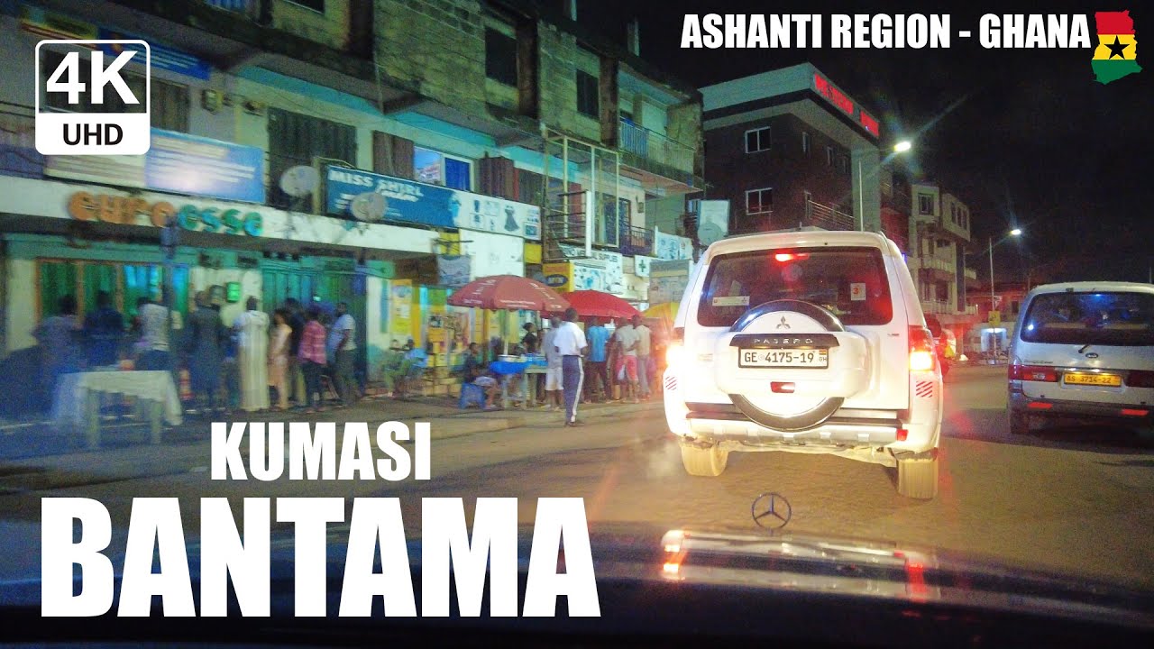 Bantama Night Drive from Adum Kejetia Kumasi Ghana 4K