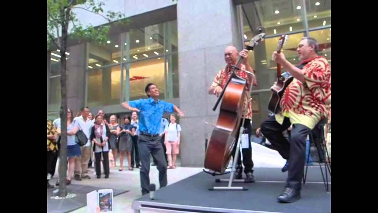Brothers Cazimero Surprise Hula by Flight Attendent of Hawaiian Airlines in New York