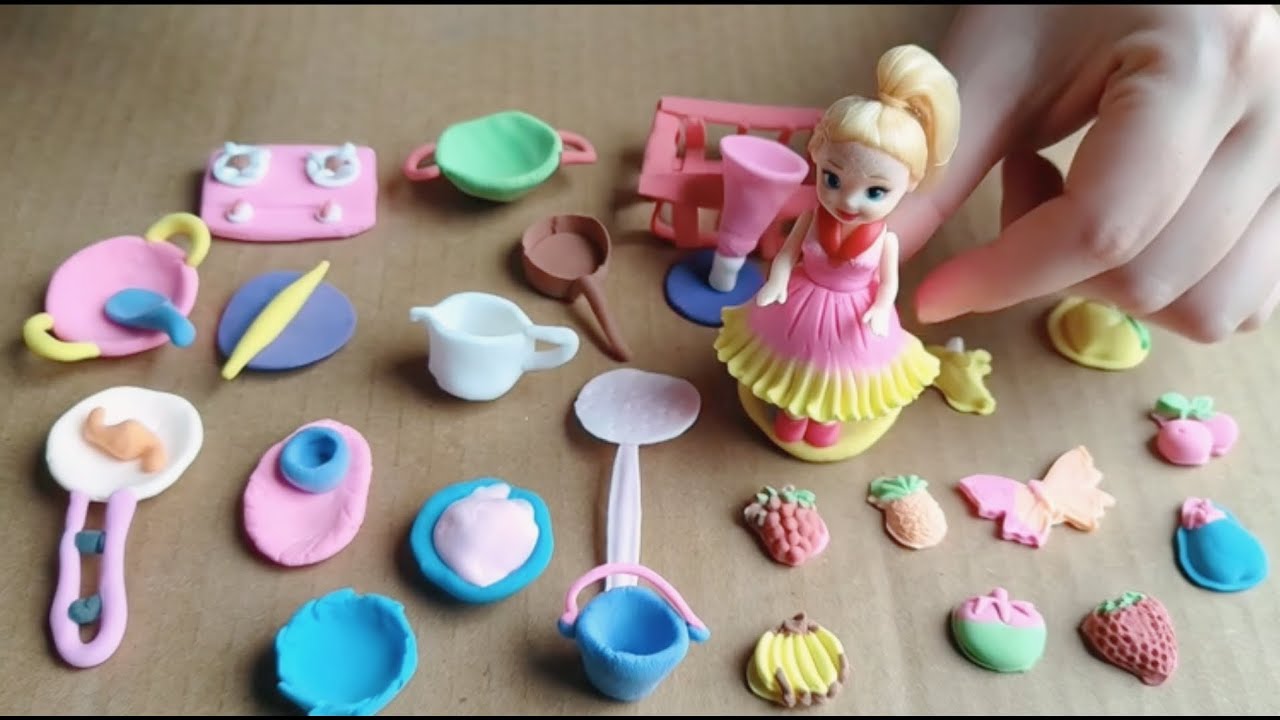 Play kitchen setup Clay Art, Miniature Kitchen, DIY Crafts, Handmade Toys, Clay Modeling, Hindi 