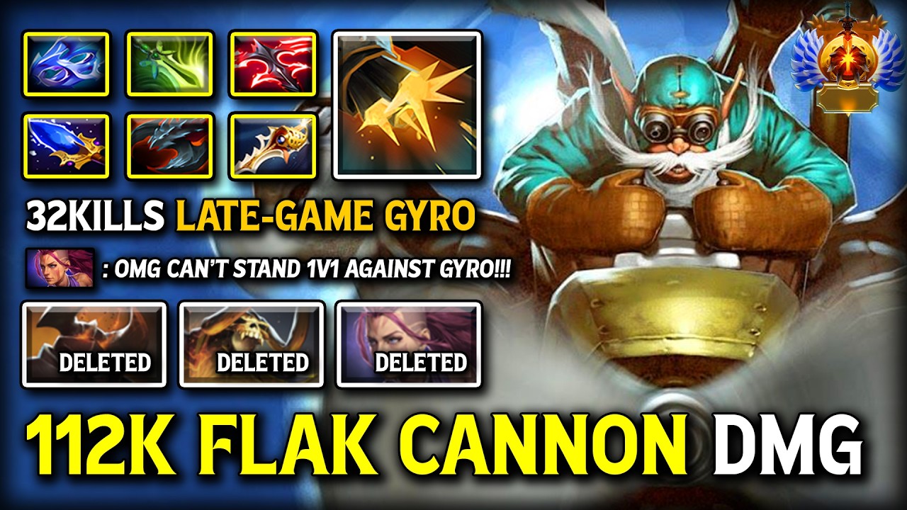 112K FLAK CANNON DAMAGE LATE-GAME Gyrocopter 32Kills Facing Against Final Boss Anti Mage 7.40c DotA2