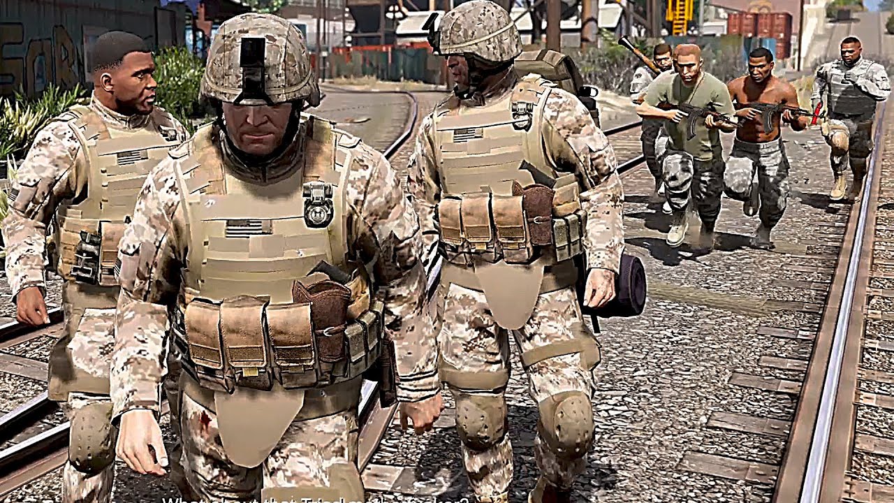 GTA 5 - АРМИЯ🎖️Майкл, Франклин и Тревор против ФРБ, Мерриуэзер и спецназа! (Концовка GTA «Буйство...