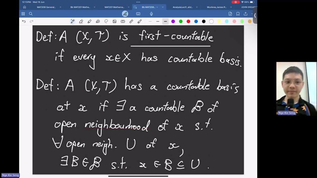 【General Topology Lecture 22】First, Second Countable | MAT208/416 NgeKieSeng 20240619