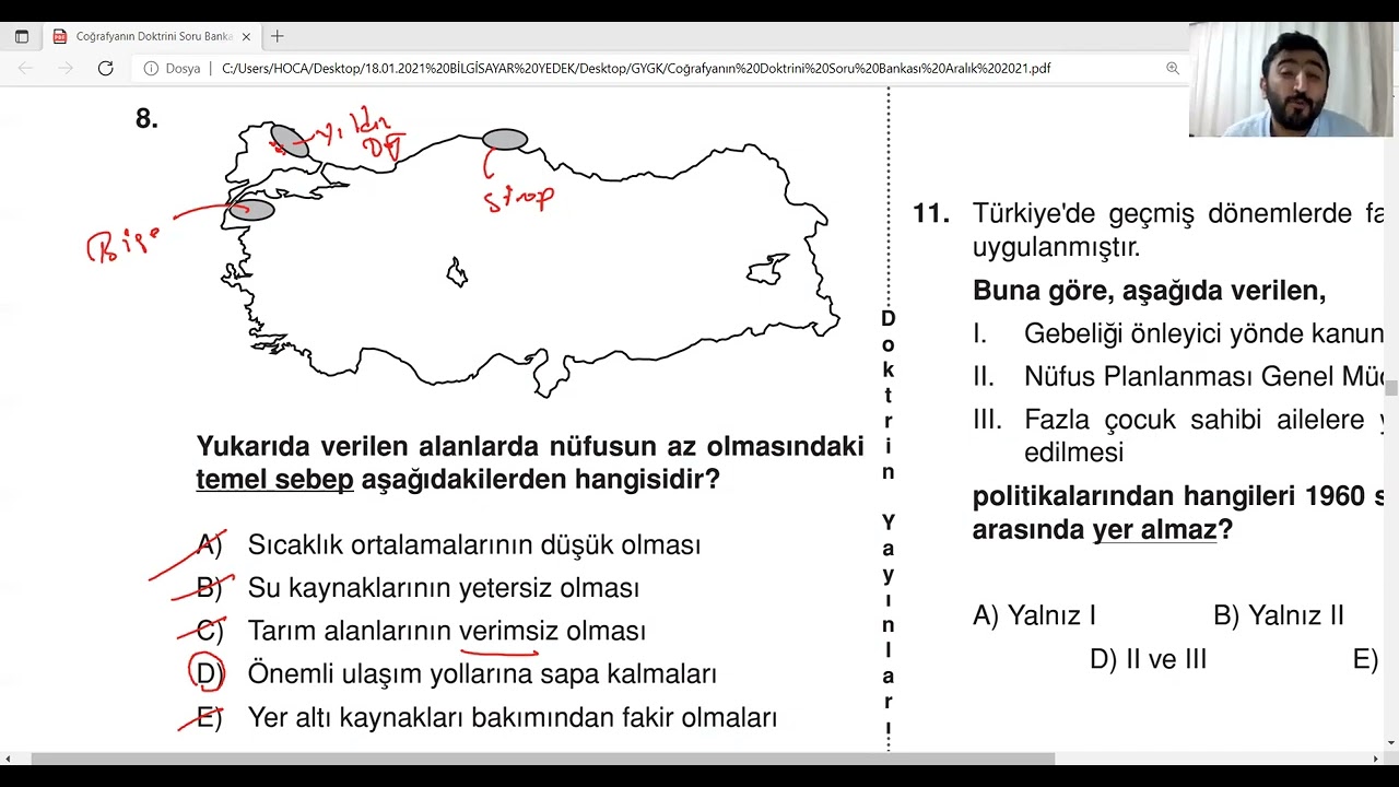 Türkiye'de Nüfus ve Yerleşme Test 4 Çözümü 🎯 🌦️ 🌏 ( Coğrafyanın Doktrini Soru Bankası )
