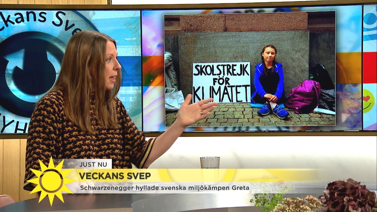 Schwarzenegger hyllar svenska miljökämpen Greta - Nyhetsmorgon (TV4)