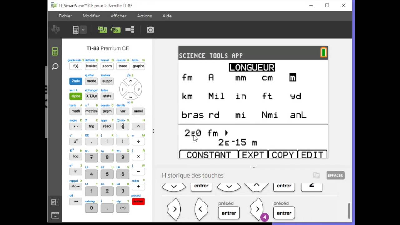 Tutorial TI-83 Premium CE - Unités et conversions (appli SciTools)