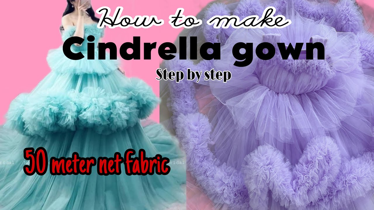 How it’s made Cindrella gown cutting and stitching 🧵 || full video ball gown cutting and stitching