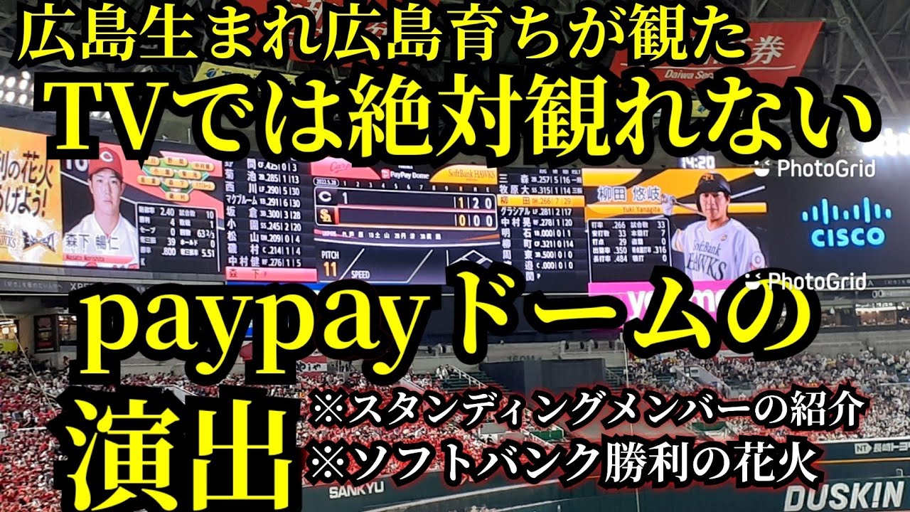 【野球交流戦観戦⚾️】TVじゃ観れない広島東洋カープファンが見た福岡Paypayドームの試合演出/スターティングメンバー.花火