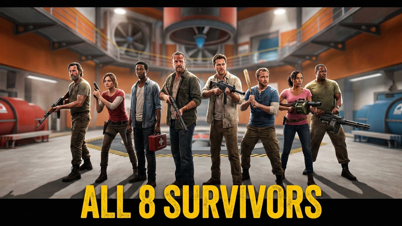 Left 4 Dead 2 - Башня в Team Fortress 2 со всеми 8 выжившими (анимации из бета-версии L4D)