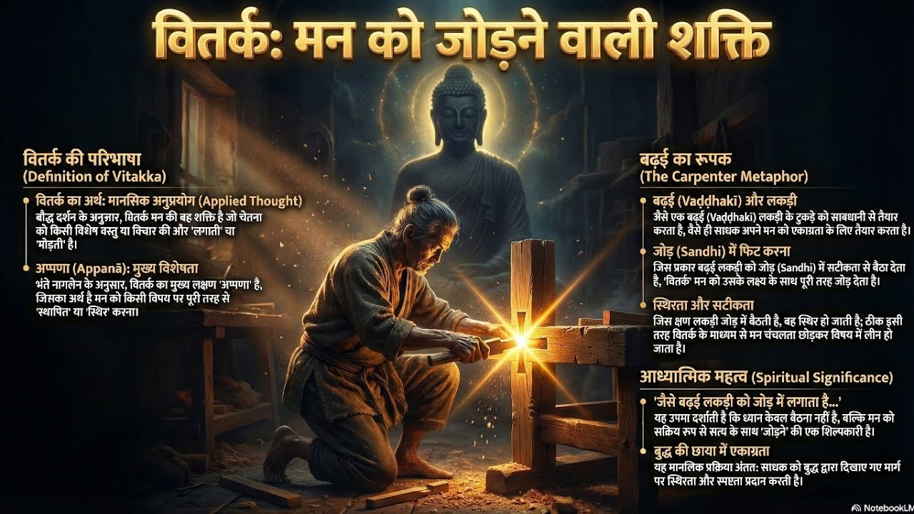 वितर्क (विचार) का असली लक्षण क्या है? मिलिंदप्रश्नः बढ़ई और लकड़ी का अद्भुत उदाहरण EP 60 Mil 2.3.13