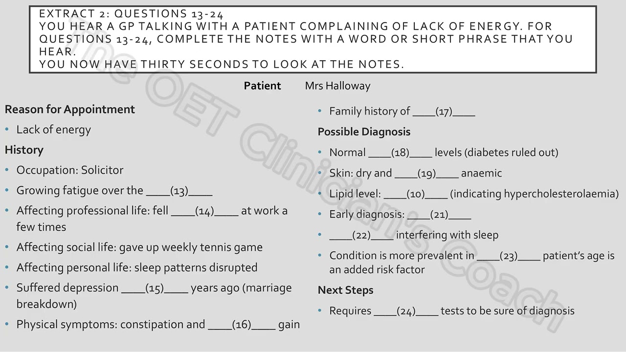 OET listening test 6 Part A #oet #oettraining #oetlistening #oetshadowing #medicalenglish