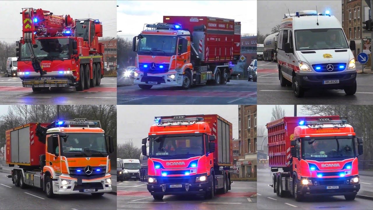 [🚒 SPEZIALISTEN IM GROßEINSATZ 🚨] Einsatzfahrten 》Kran, ATF-ELW uvm. || Feuerwehr Hamburg / F32-TuUW