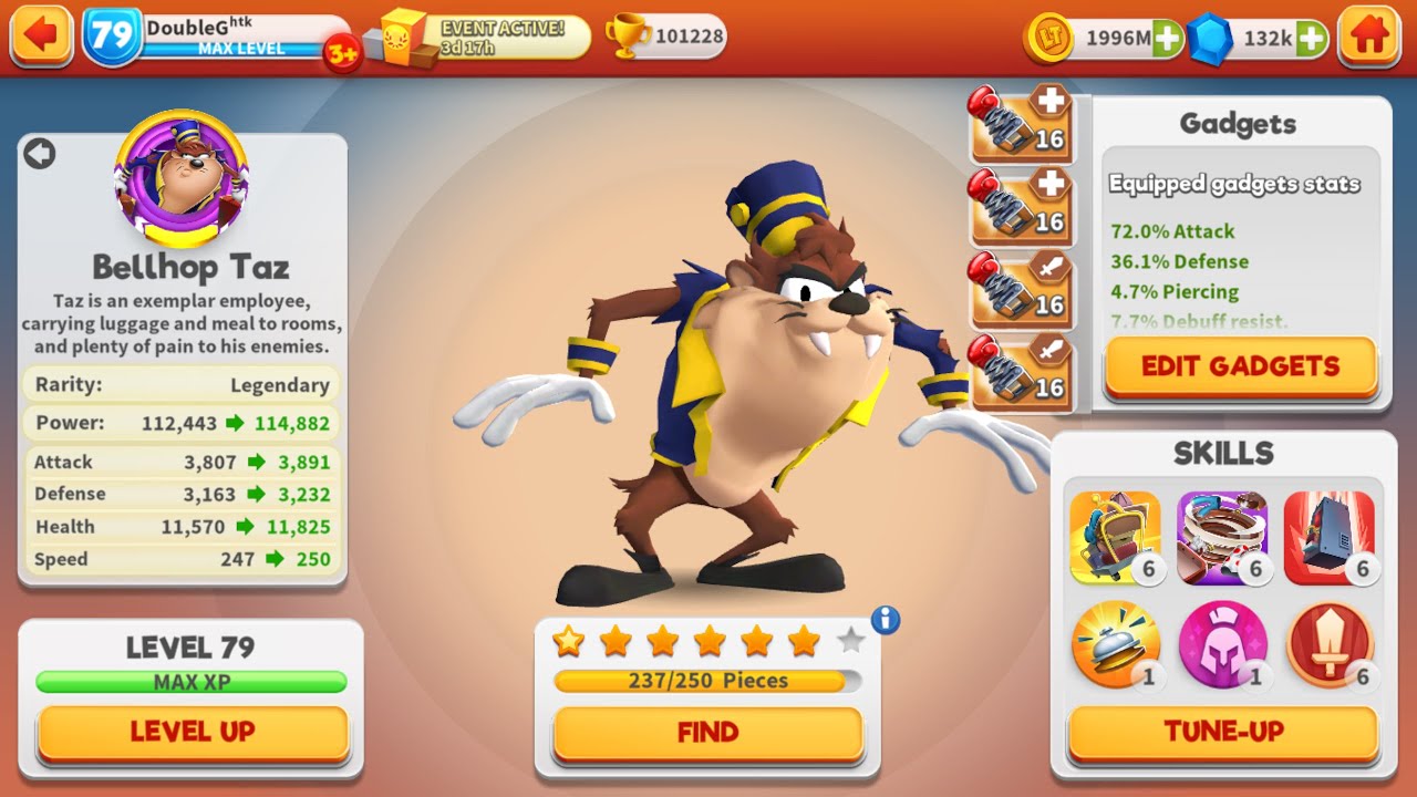 Bellhop Taz: Day 4 Campaign, Taz Gone Wild Part 2, Act 1 (6-star!) | Looney Tunes World of Mayhem