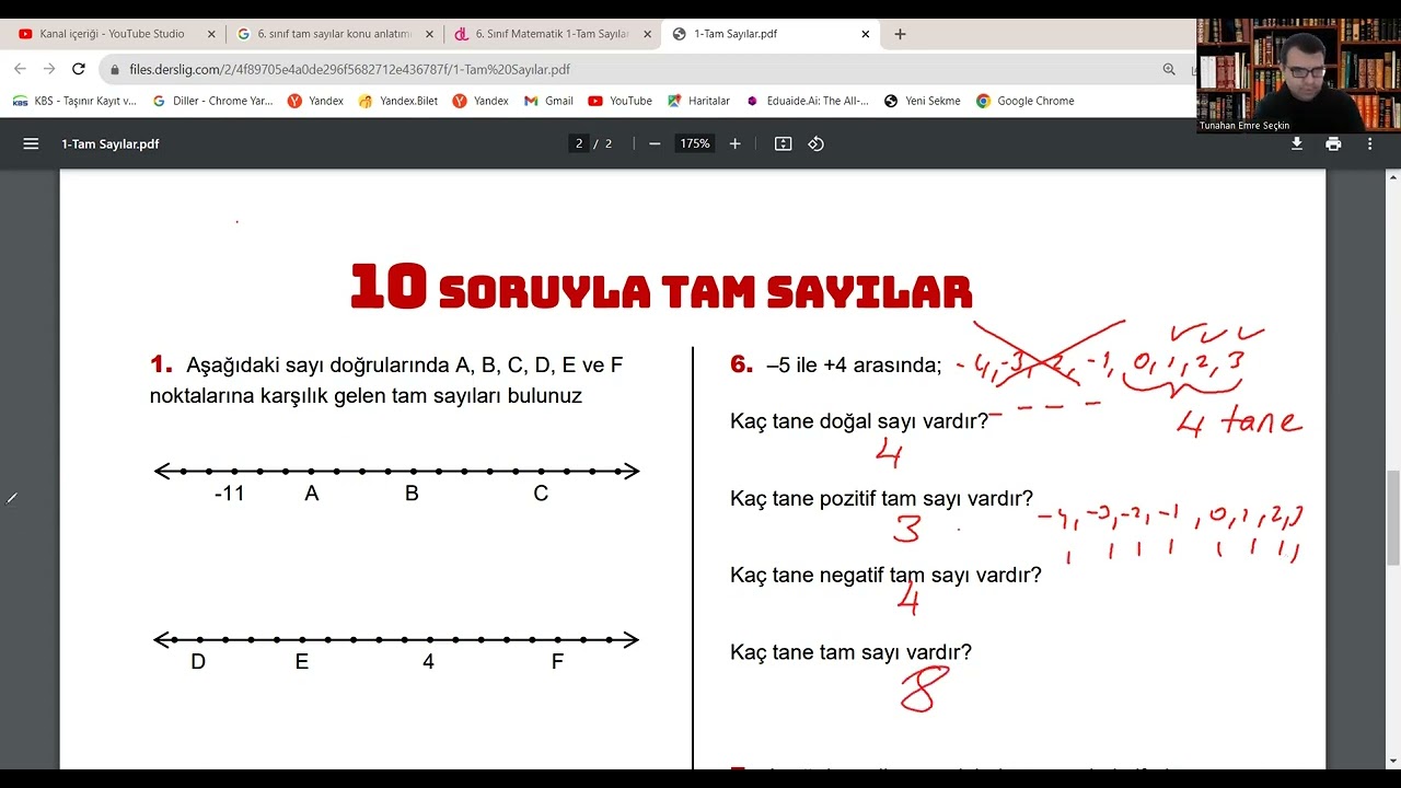 6. Sınıf Matematik Tam Sayılar ve Mutlak Değer