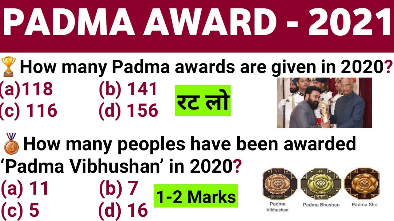 🔥TOP | Padma Puraskar 2021 | Padma Awards 2021 | Current Affairs 2021 | Padma Awards 2021 in English