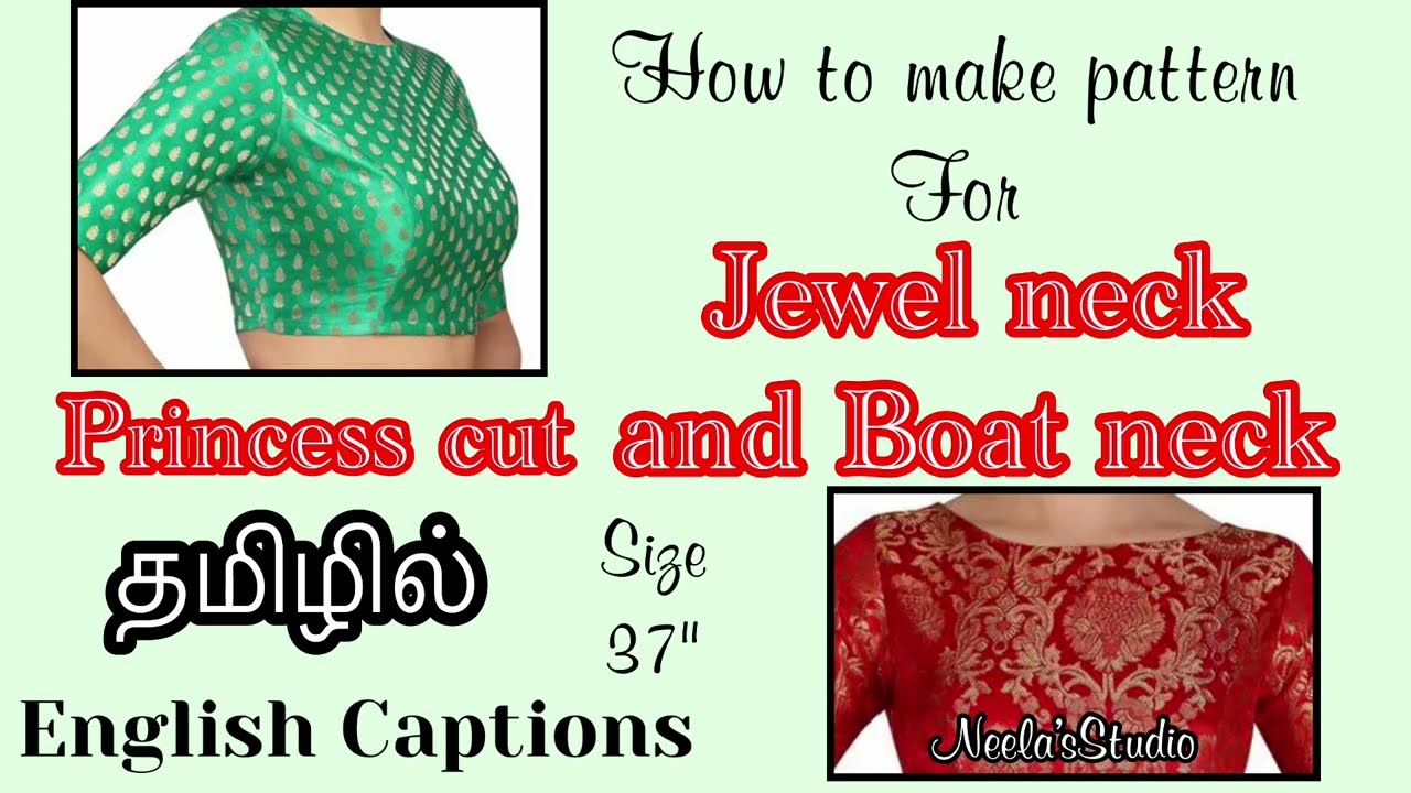 Jewel neck / Boatneck blouse front with princess dart thought in a professional way. #fashionblouse