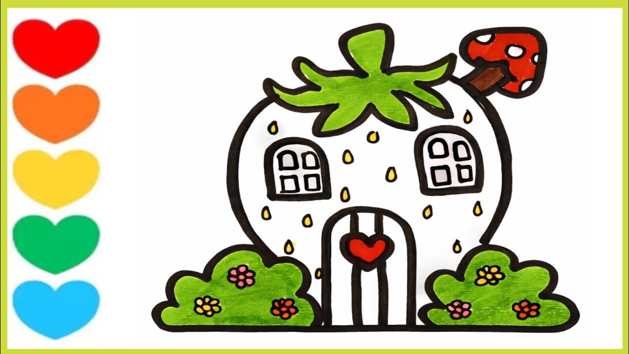 How to Draw a Strawberry House🍓🏠 Strawberry house drawing || Easy House Drawing step by step ||