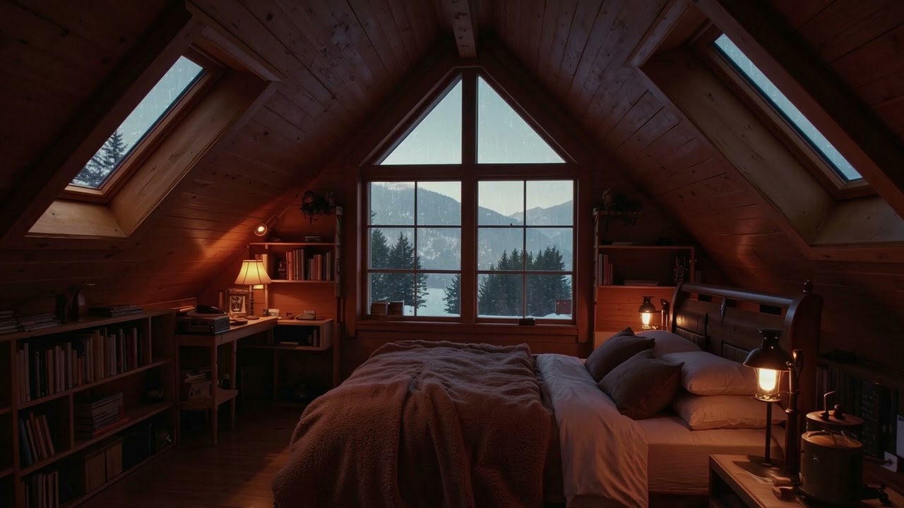Rainy Evening in a Cozy Attic Cabin | Relaxing Forest Rain Sounds for Deep Sleep