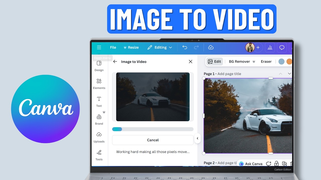 Как преобразовать фотографию в видео в Canva