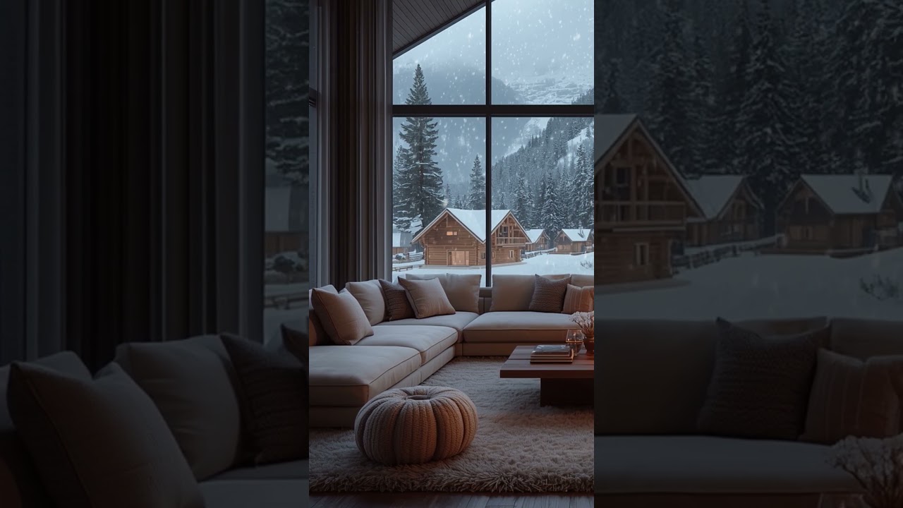 Luxury Modern Cabin Snowfall | Calm Winter Ambience for Sleep 