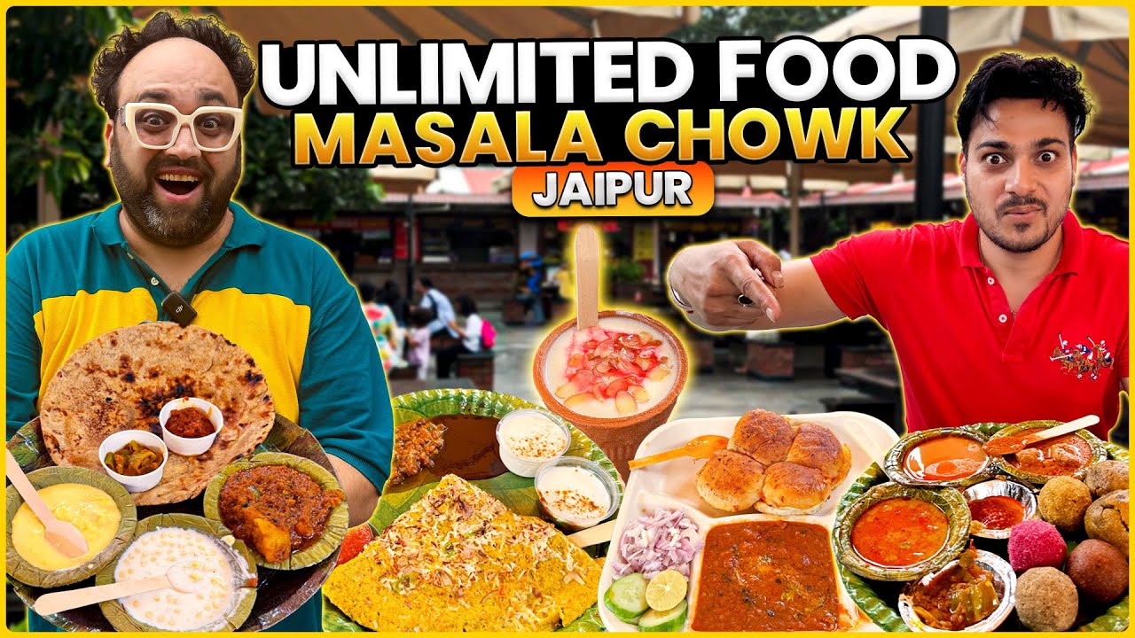 Unlimited Food At Masala Chowk | Besan Ka Chela, Pan Bhaji, Dal Batti Churma, Mahaveer Rabri Bhandar