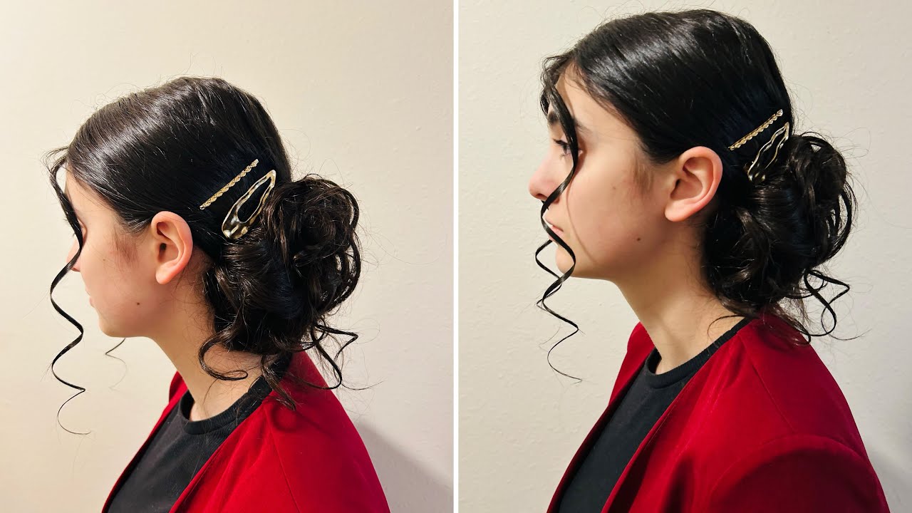 Simple Curly Bun Hair Tutorial for Mid-Length to Long Hair | Beginner-Friendly
