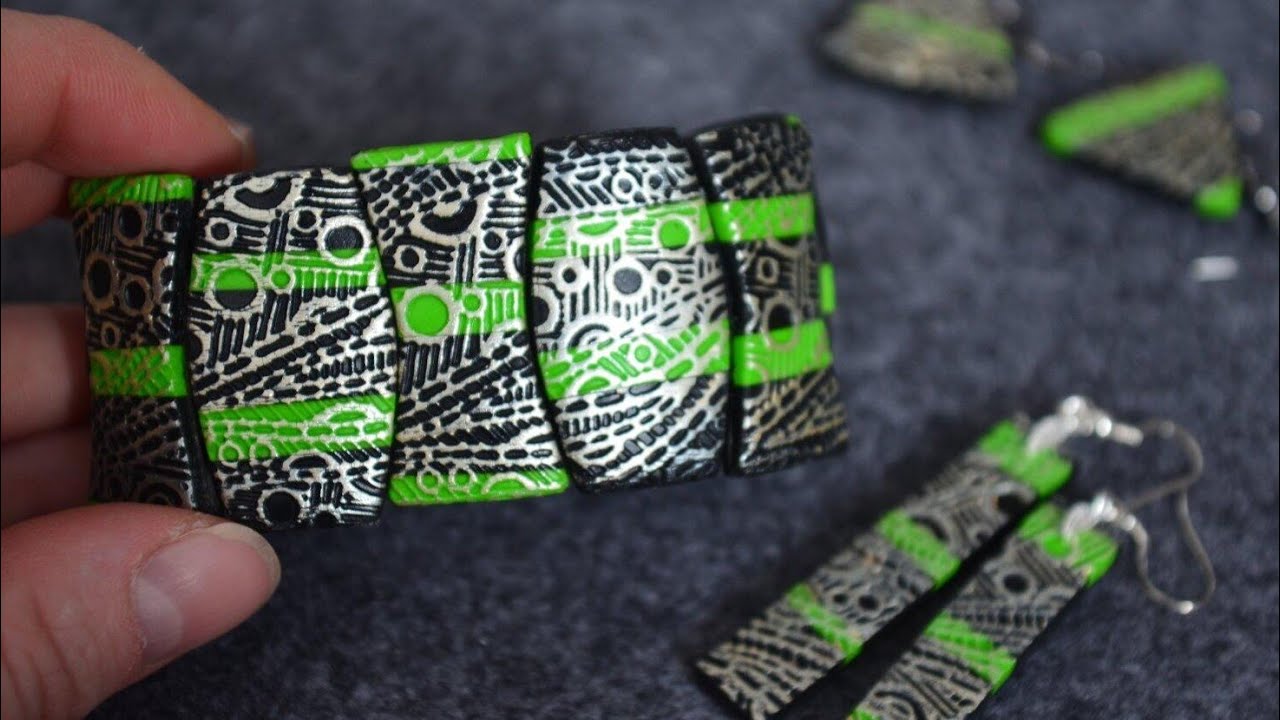 мастер класс простой браслет из полимерной глины и красок инка голд FIMO Armband