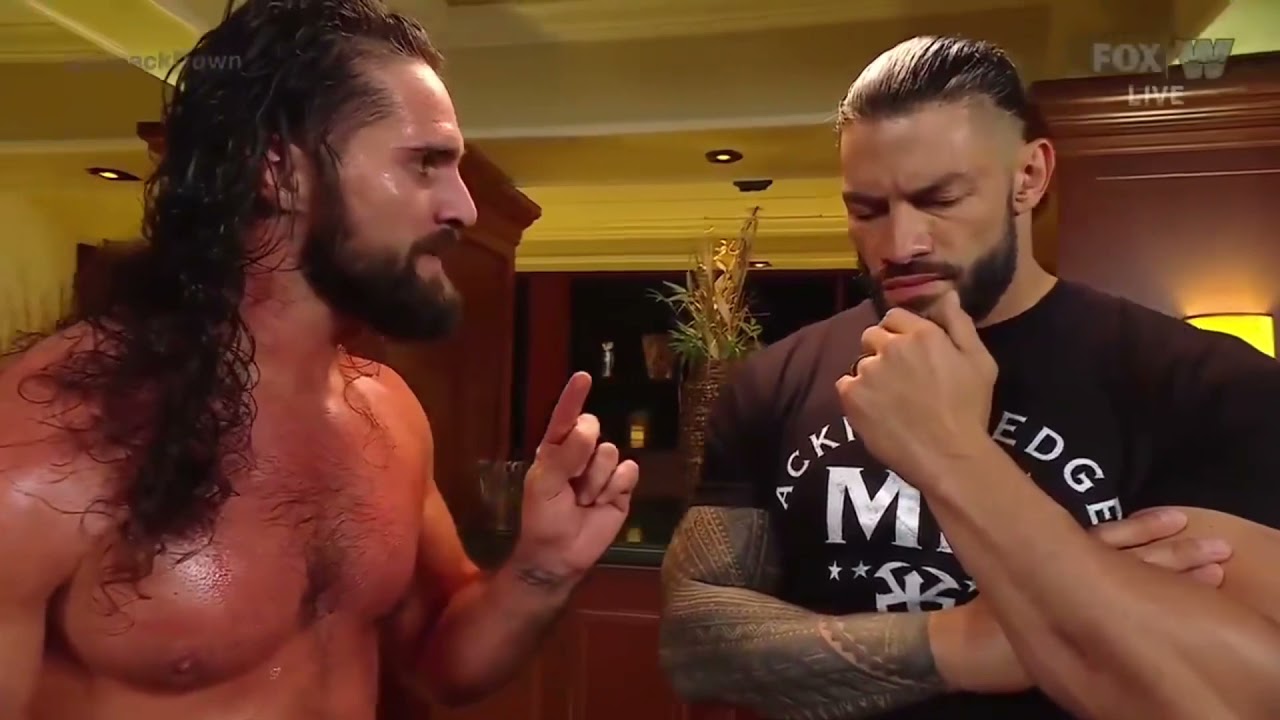 Seth Rollins, Roman Reigns, Jey & Jimmy Uso backstage segment on "Throwback Smackdown" (May 7 2021)