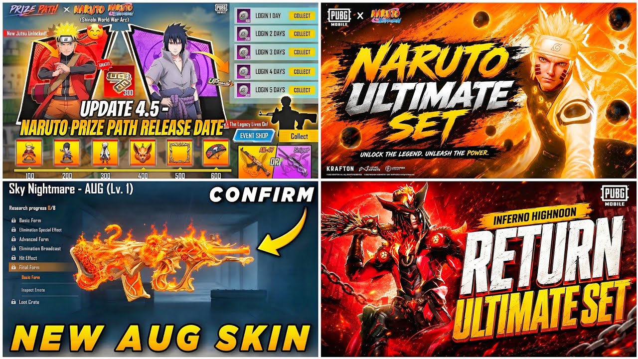 🔴 NARUTO PRIZE PATH REWARDS 4.5 ✅ NEXT ULTIMATE SET 4.5 🤩 NEW AUG SKIN LV.8 🔥 RETURN ULTIMATE SET 