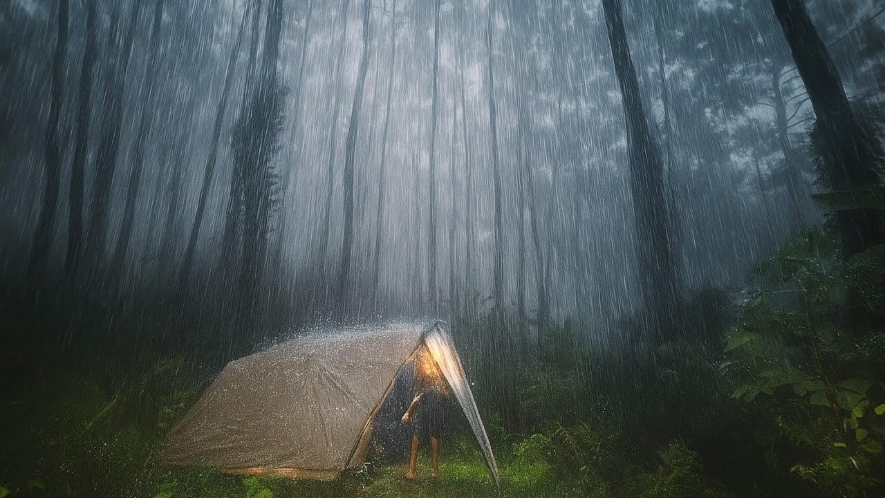 😰 TERJEBAK DI TENGAH HUJAN LEBAT DAN ANGIN ⛈️ CAMPING HUJAN DERAS‼️