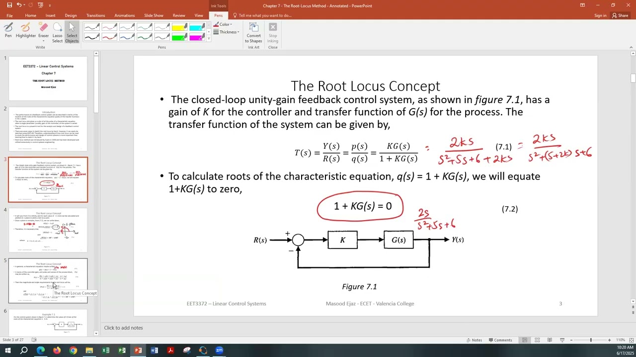 Linear Control Systems - Lecture 10 - The Root Locus Method